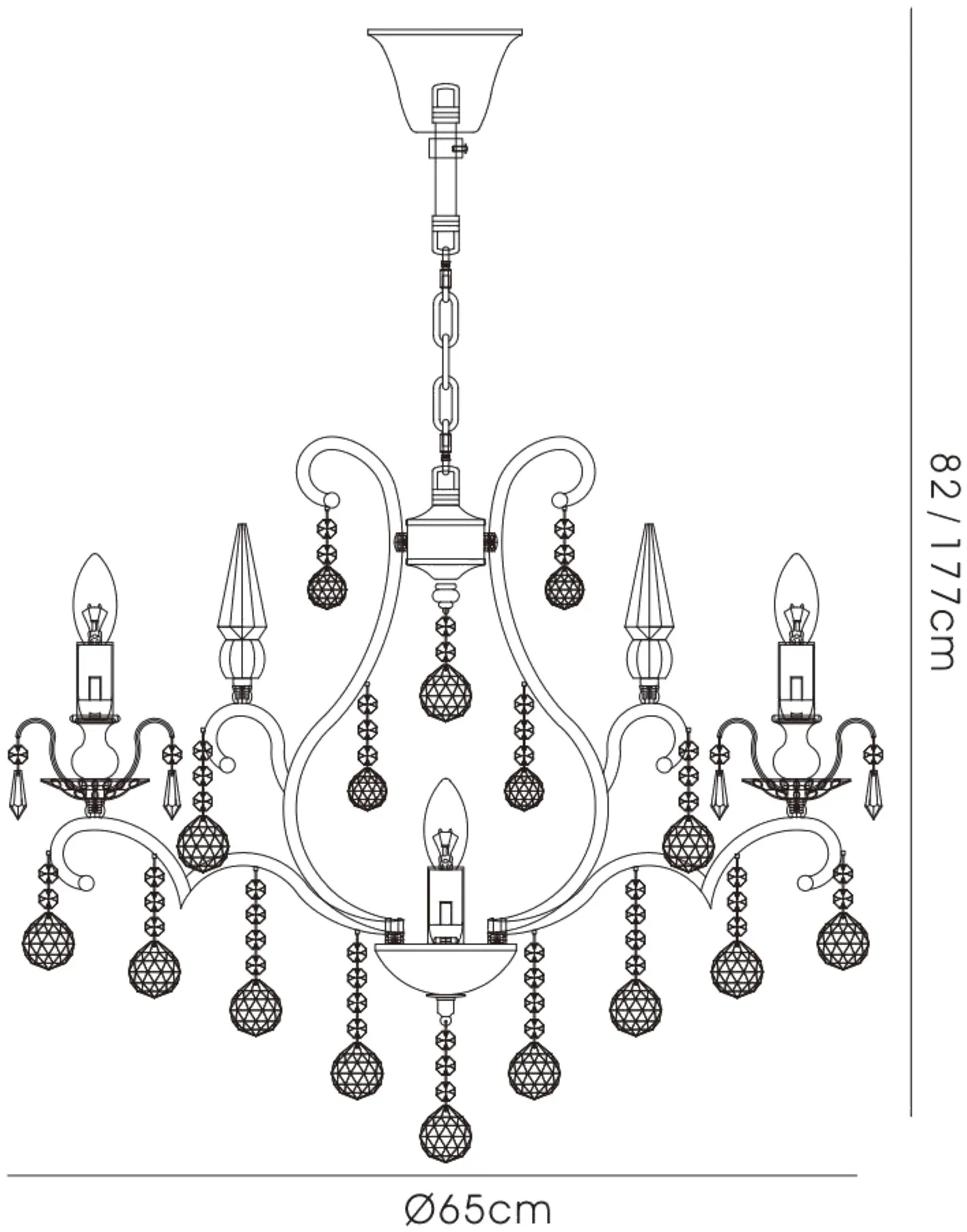 Pescara Crystal Ceiling Lights Diyas Multi Arm Crystal Fittings